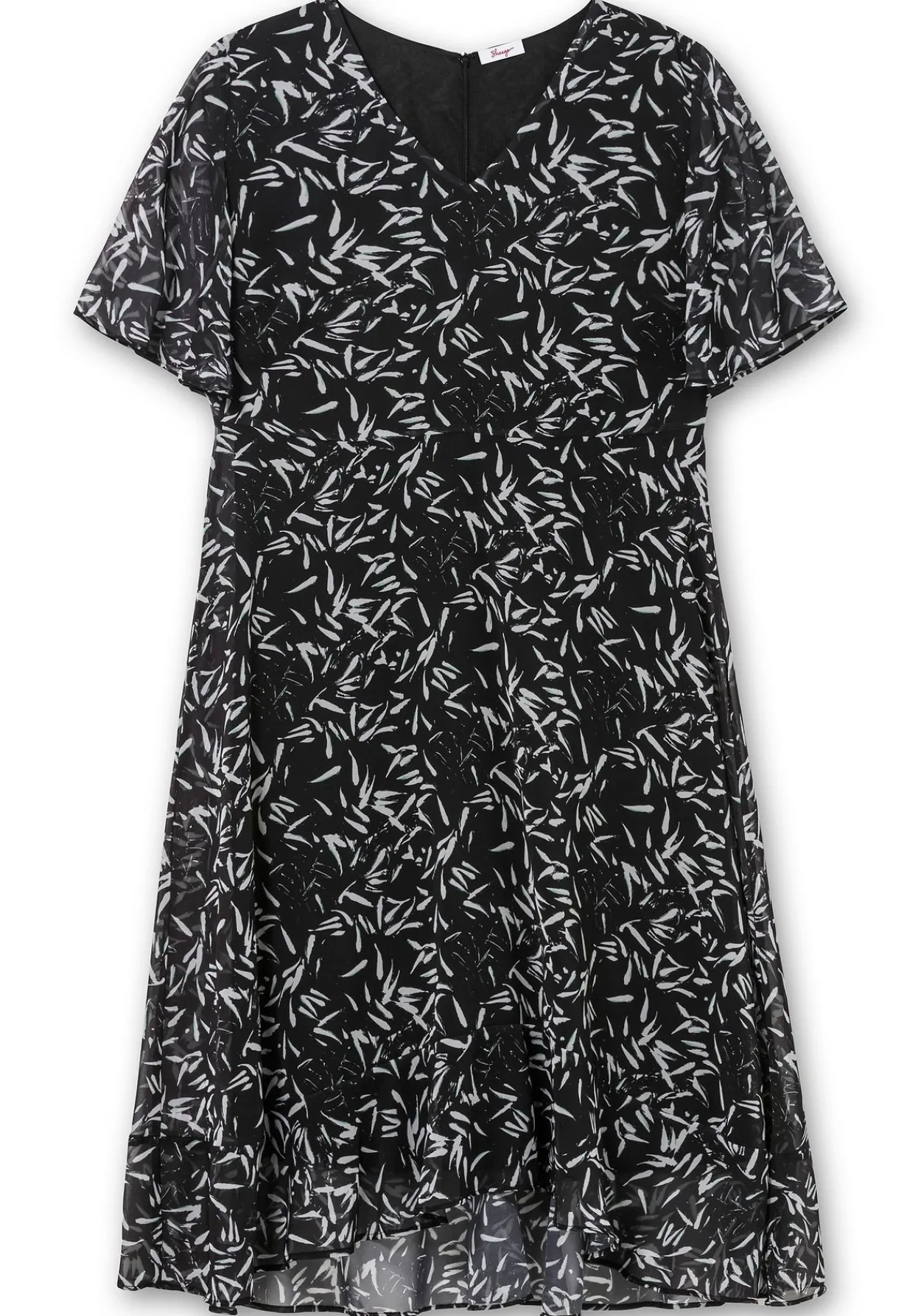 Chiffonkleid mit Blumendruck und Volant am Saum<sheego Discount