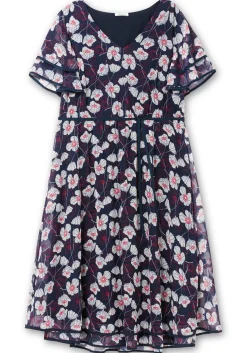 Chiffonkleid mit Blumendruck und Flügelärmeln<sheego Fashion