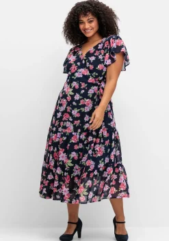 Chiffonkleid mit Blumendruck und Bindegürtel<sheego by Joe Browns Online