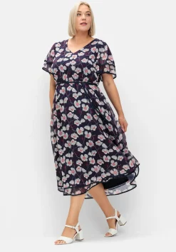 Chiffonkleid mit Blumendruck und Flügelärmeln<sheego Fashion