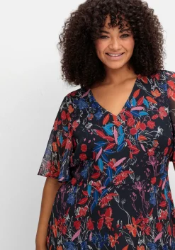 Chiffonkleid mit Blumendruck und Volant am Saum<sheego Sale
