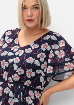 Chiffonkleid mit Blumendruck und Flügelärmeln<sheego Fashion