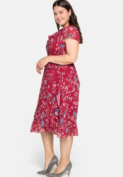 Chiffonkleid mit Blumenprint und Wasserfallkragen<sheego by Joe Browns Sale