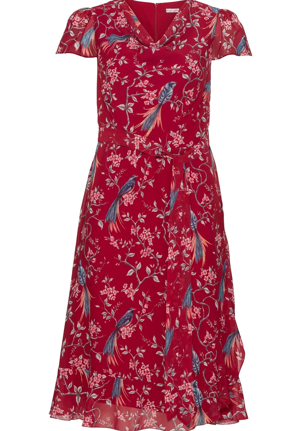 Chiffonkleid mit Blumenprint und Wasserfallkragen<sheego by Joe Browns Sale