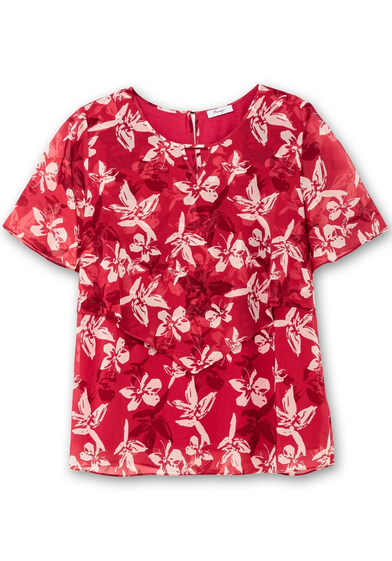 Chiffontunika mit Blütenprint und Flügelärmeln<sheego Hot