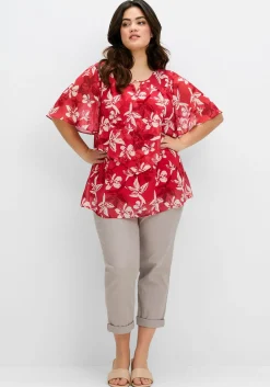 Chiffontunika mit Blütenprint und Flügelärmeln<sheego Hot