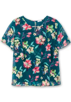 Chiffontunika mit Blumenprint, im Lagenlook<sheego New
