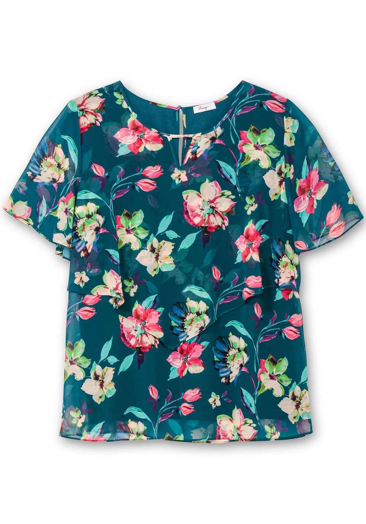 Chiffontunika mit Blumenprint, im Lagenlook<sheego New