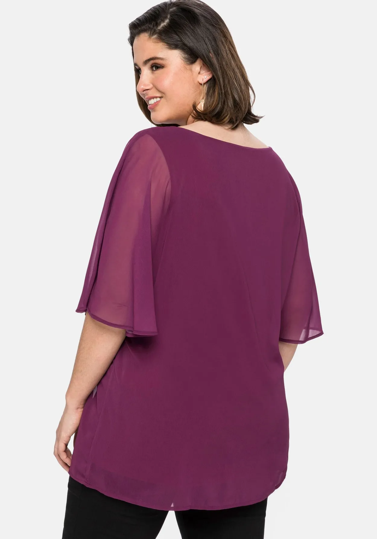 Chiffontunika mit Flügelärmeln und Innentop<sheego Fashion