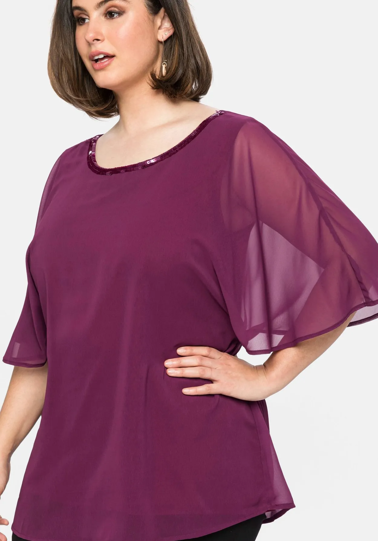 Chiffontunika mit Flügelärmeln und Innentop<sheego Fashion