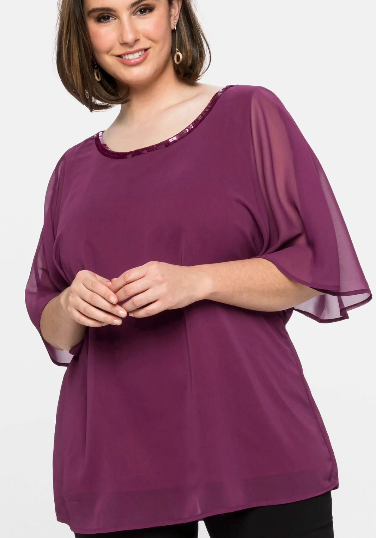 Chiffontunika mit Flügelärmeln und Innentop<sheego Fashion