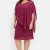 Cocktailkleid mit asymmetrischem Cape, aus Chiffon<sheego New