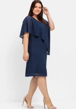Cocktailkleid mit asymmetrischem Cape, aus Chiffon<sheego Outlet