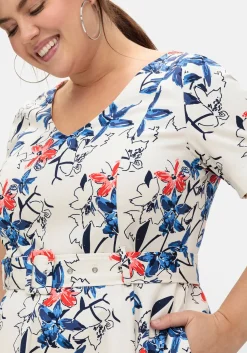 Cocktailkleid mit Blumenprint und Stoffgürtel<sheego Best