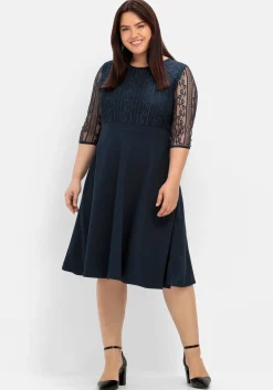 Cocktailkleid mit floraler Spitze und Chiffon-Ärmeln<sheego Sale
