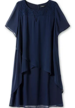 Cocktailkleid mit Spitzen-Einsatz, aus Chiffon<sheego Online