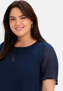 Cocktailkleid mit Spitzen-Einsatz, aus Chiffon<sheego Online