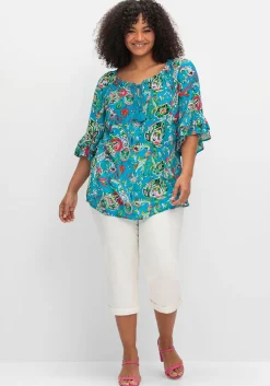 Crinkle-Tunika mit Paisleydruck und Rüschenärmeln<sheego by Joe Browns Online