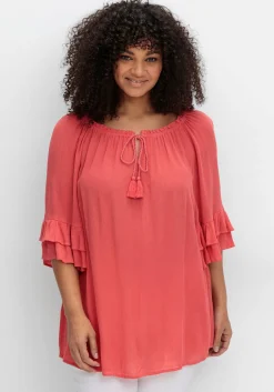 Crinkle-Tunika mit Rüschenärmeln<sheego by Joe Browns Outlet