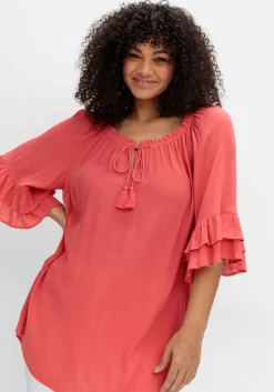 Crinkle-Tunika mit Rüschenärmeln<sheego by Joe Browns Outlet