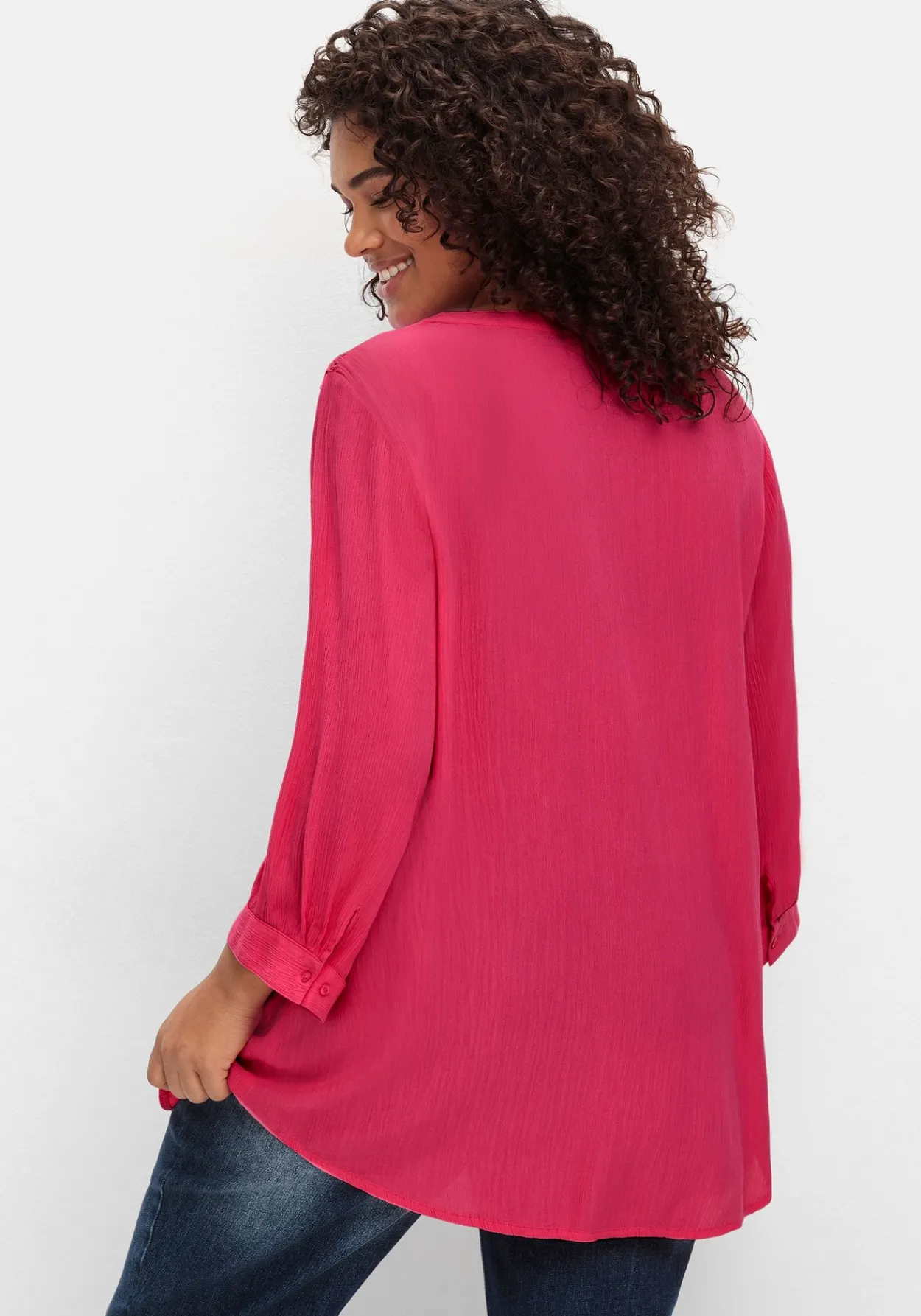 Crêpebluse mit Häkelspitze und Biesen<sheego by Joe Browns Outlet
