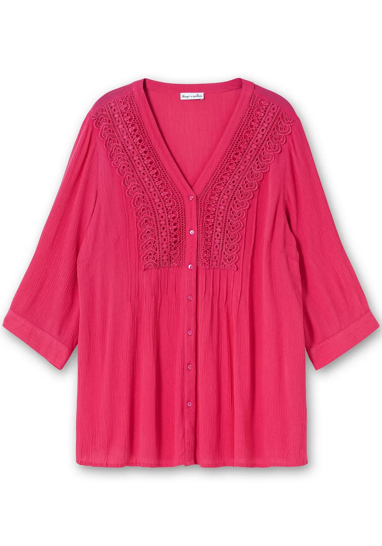 Crêpebluse mit Häkelspitze und Biesen<sheego by Joe Browns Outlet