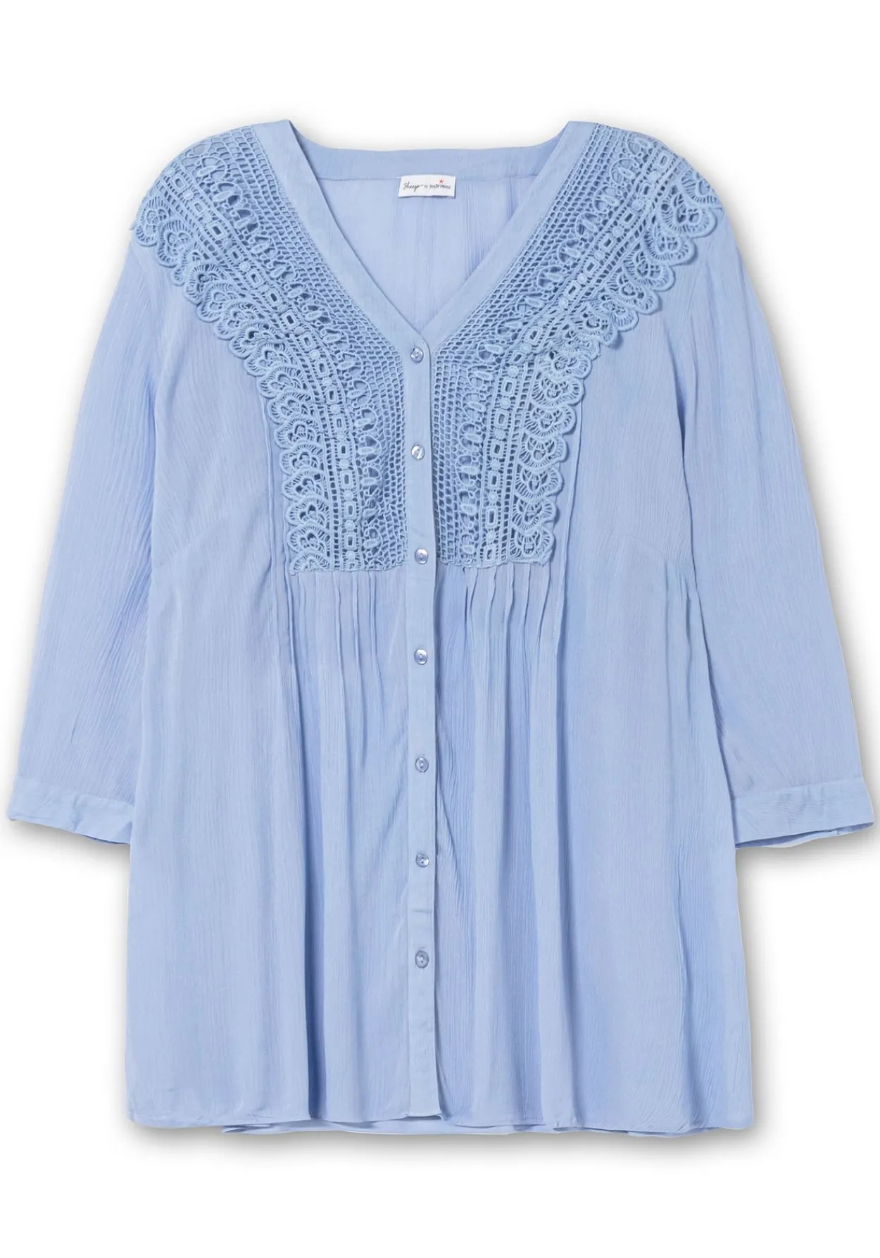 Crêpebluse mit Häkelspitze und Biesen<sheego by Joe Browns Outlet