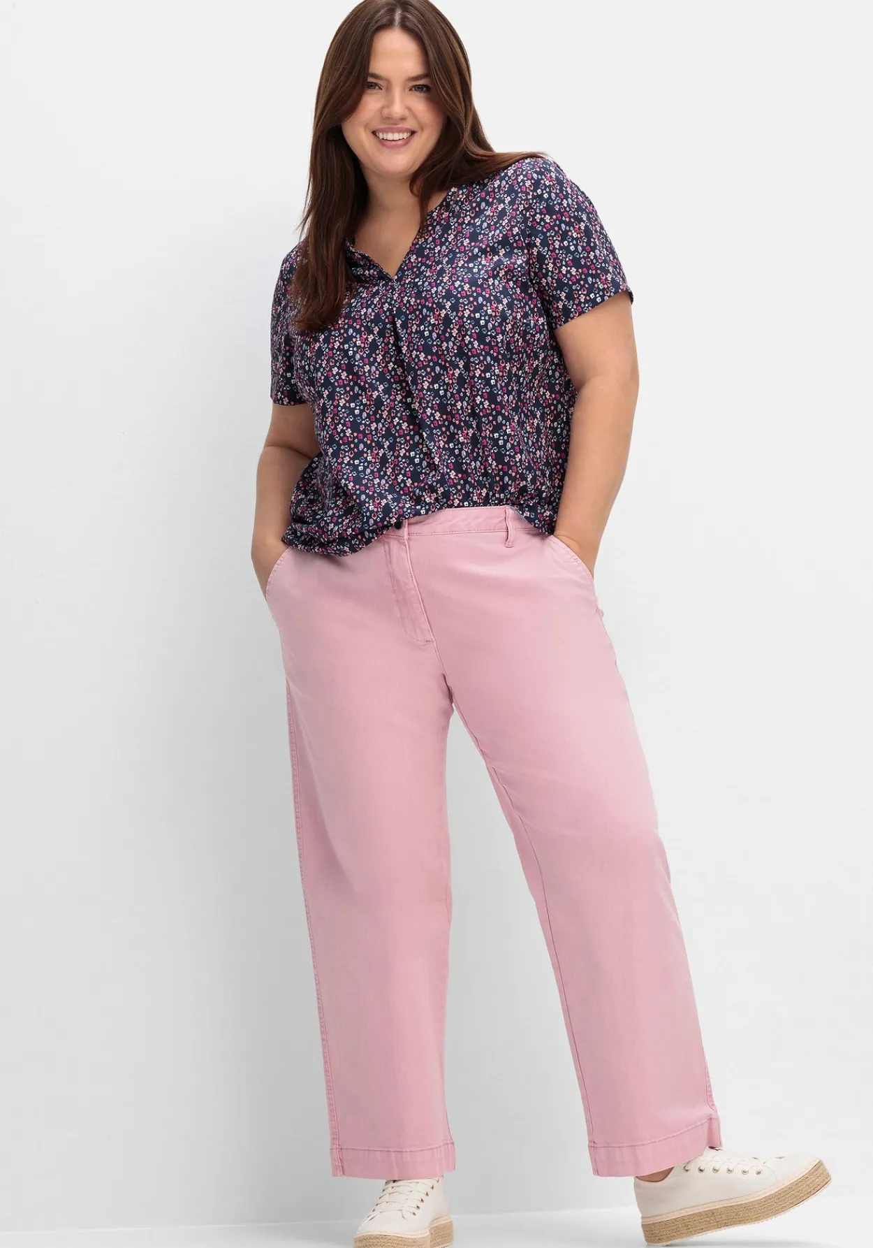 Culotte aus weichem Twill, in gewaschener Optik<sheego Outlet