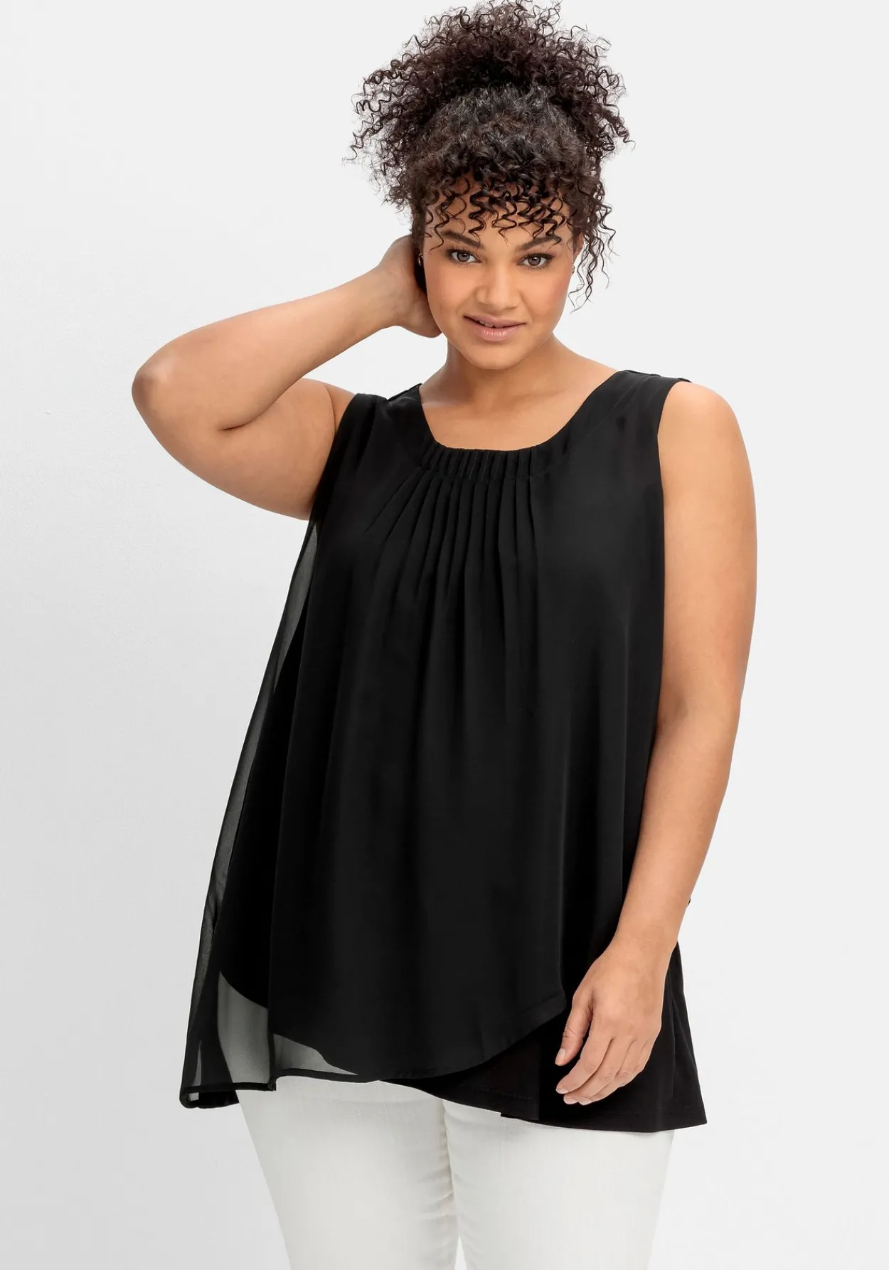 Doppellagiges Top aus Chiffon und Jersey<sheego Hot