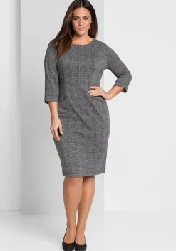 Etuikleid mit 3/4-Arm, im Materialmix<sheego Online