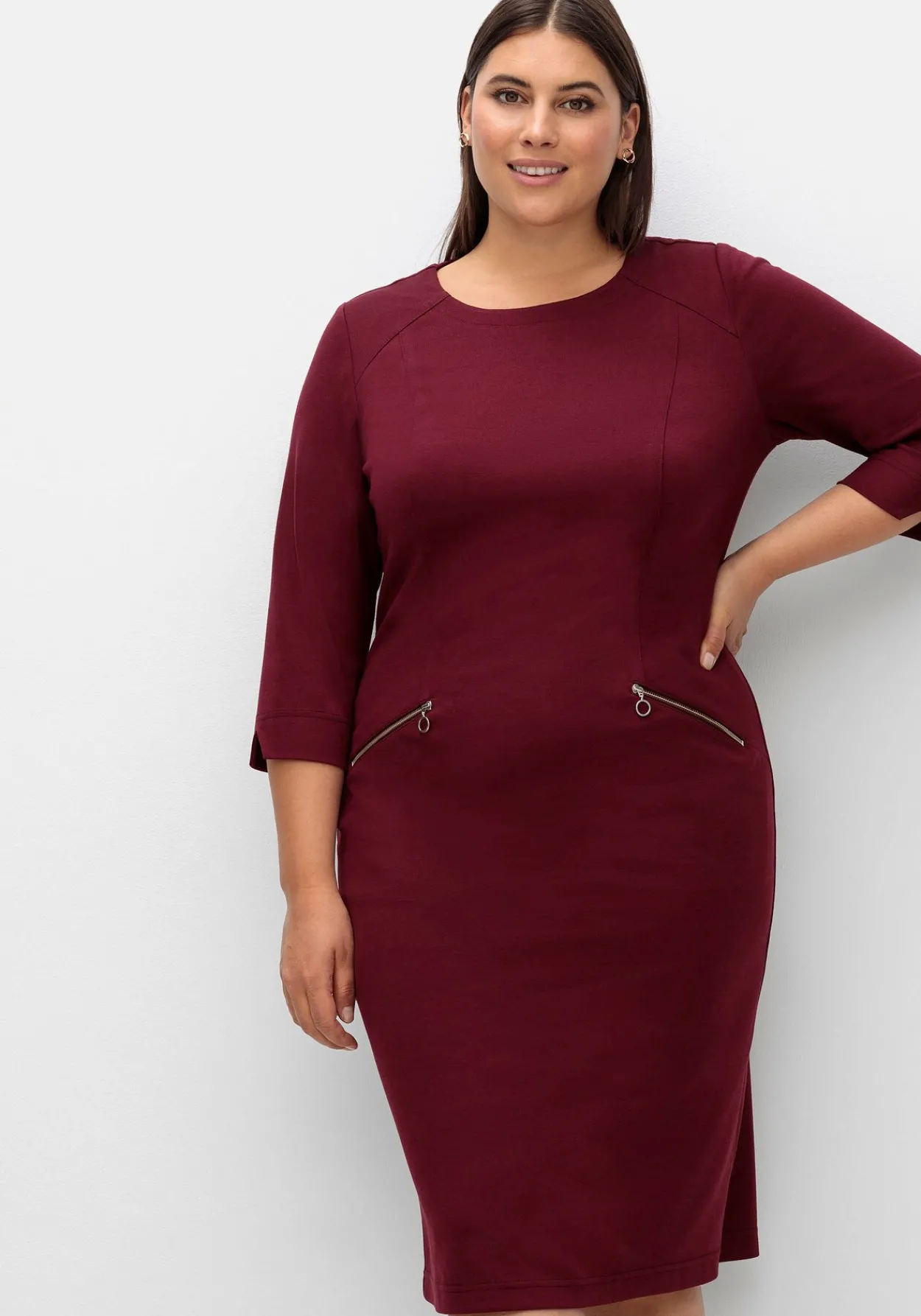 Etuikleid mit 3/4-Arm, im Materialmix<sheego New