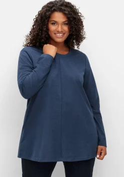 Fein meliertes Langarmshirt in A-Linie, mit Rundhals<sheego Clearance