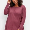 Fein meliertes Langarmshirt in A-Linie, mit Rundhals<sheego Outlet