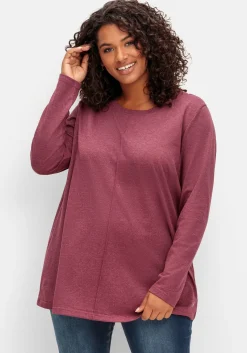 Fein meliertes Langarmshirt in A-Linie, mit Rundhals<sheego Outlet