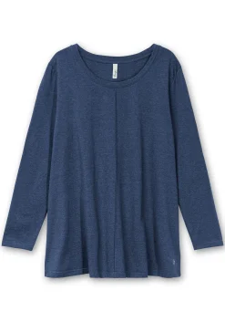 Fein meliertes Langarmshirt in A-Linie, mit Rundhals<sheego Clearance