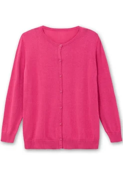 Feinstrickjacke mit Rundhalsausschnitt und Knopfleiste<sheego Sale