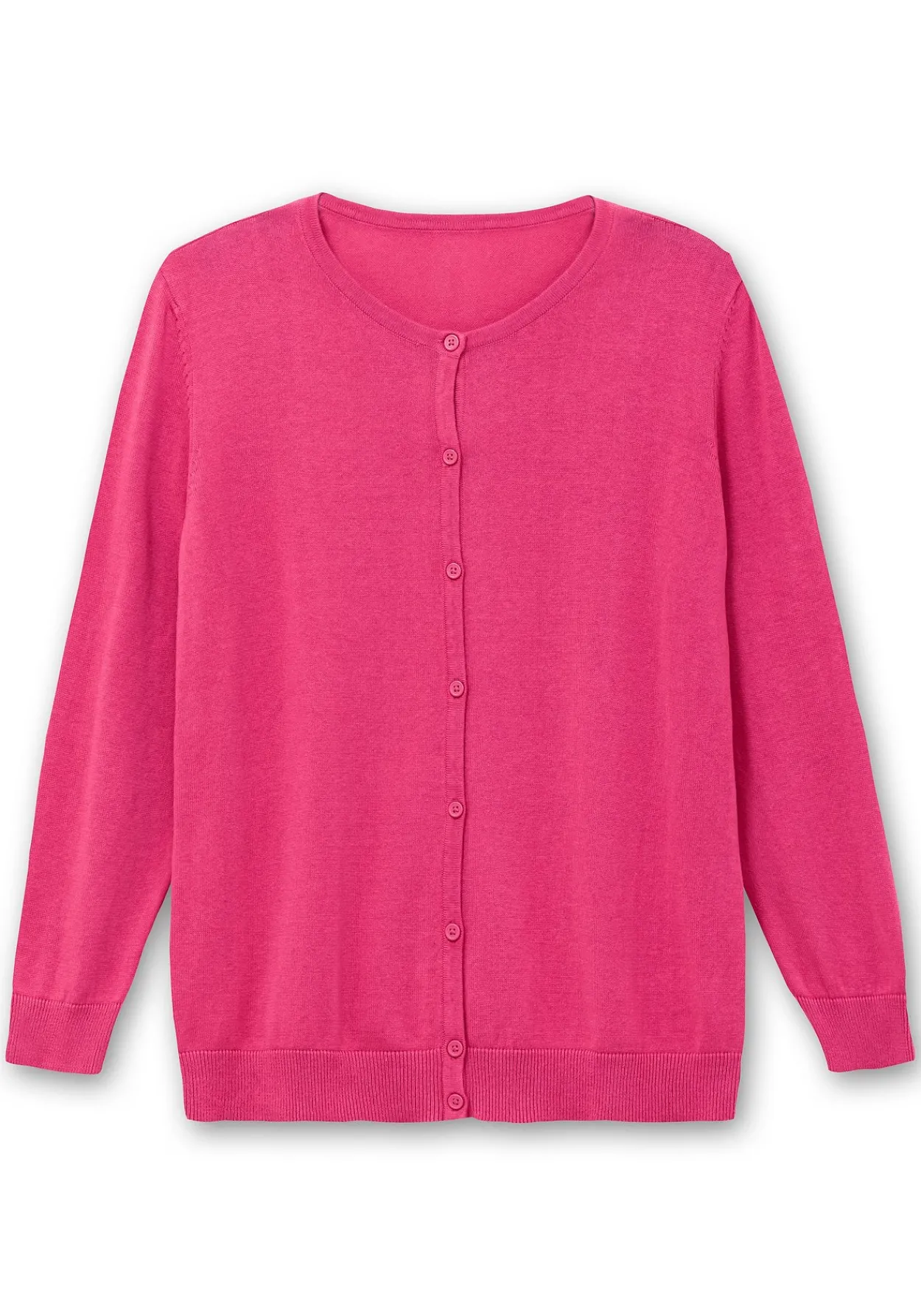 Feinstrickjacke mit Rundhalsausschnitt und Knopfleiste<sheego Sale