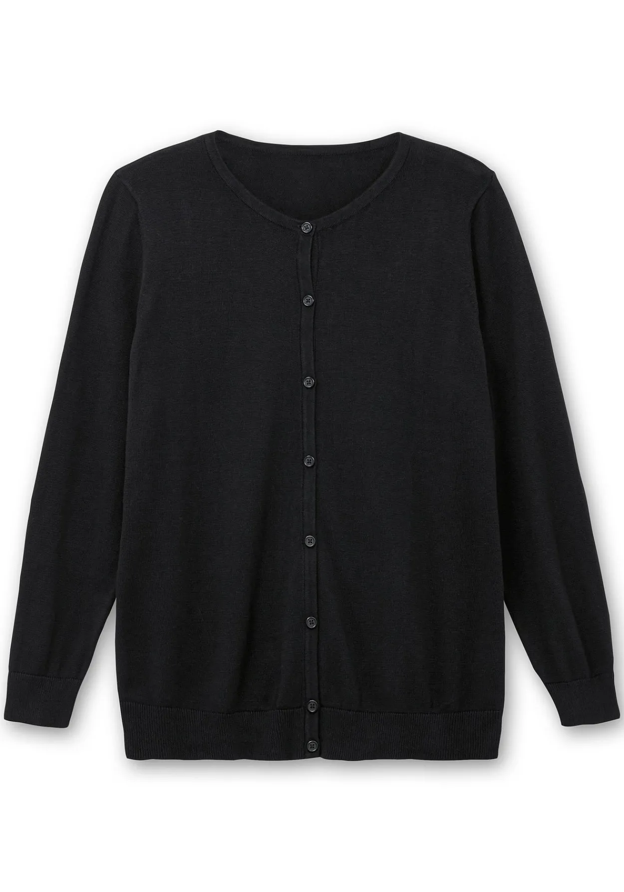 Feinstrickjacke mit Rundhalsausschnitt und Knopfleiste<sheego Clearance