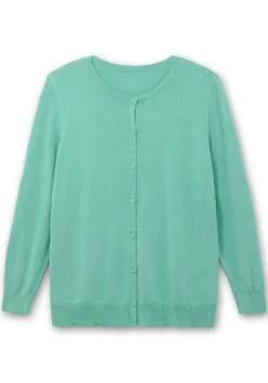 Feinstrickjacke mit Rundhalsausschnitt und Knopfleiste<sheego Outlet