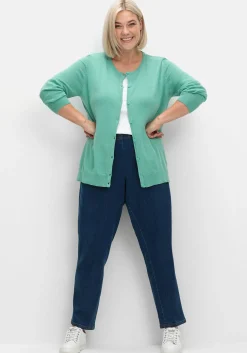 Feinstrickjacke mit Rundhalsausschnitt und Knopfleiste<sheego Outlet