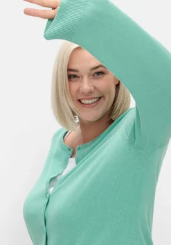 Feinstrickjacke mit Rundhalsausschnitt und Knopfleiste<sheego Outlet