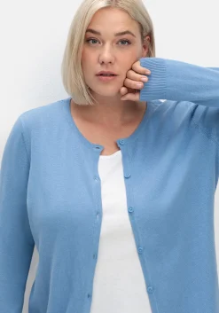 Feinstrickjacke mit Rundhalsausschnitt und Knopfleiste<sheego New