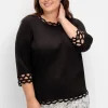 Feinstrickpullover mit Zierborte und 3/4-Arm<sheego Hot