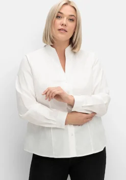 Figurbetonte Bluse mit Stehkragen, bügelfrei<sheego Discount