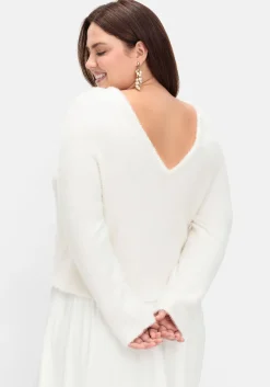 Flauschiger Pullover mit tiefem V-Ausschnitt hinten<sheego Sale