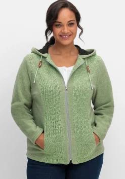 Fleecejacke mit Kapuze und Strick-Einsätzen<sheego Clearance