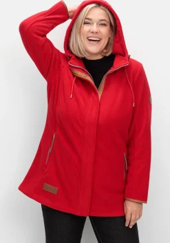 Fleecejacke mit Kapuze und Kontrastdetails<sheego Discount