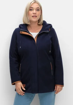 Fleecejacke mit Kapuze und Kontrastdetails<sheego Outlet
