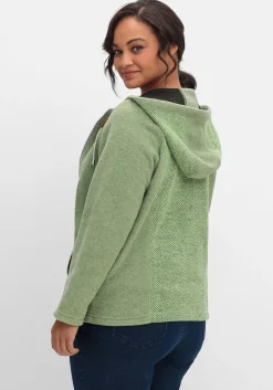 Fleecejacke mit Kapuze und Strick-Einsätzen<sheego Clearance
