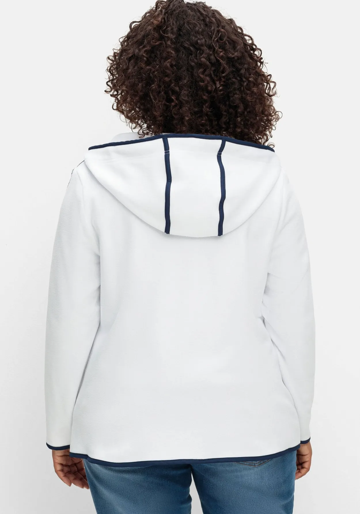 Fleecejacke mit Kapuze und Zierbändern<sheego Outlet
